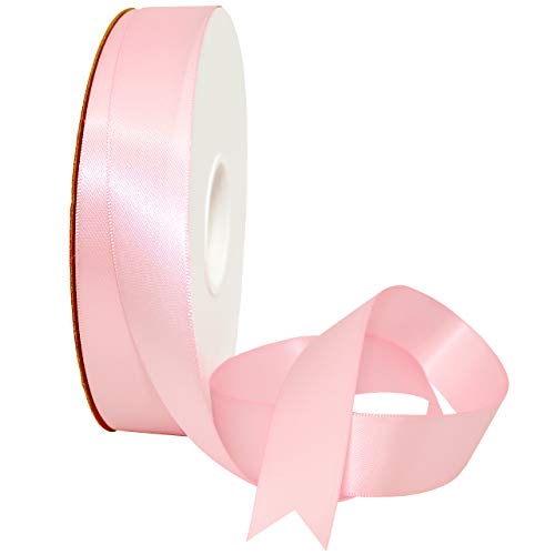 Image of Morex Ribbon 08822 /50-154 Double Face Satin Ribbon, 7 /8 inch x 50 Yd, Rose Pink