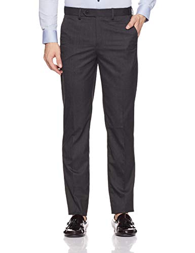Image of Peter England Men's Slim Fit Formal Trousers (PTF1021701830 Darkgrey solid 44W x 33L)