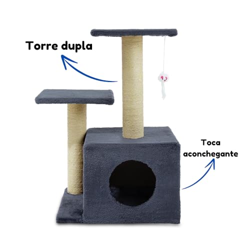 Chalesco American Pets Arranhador Torre Dupla com Toca para Gatos