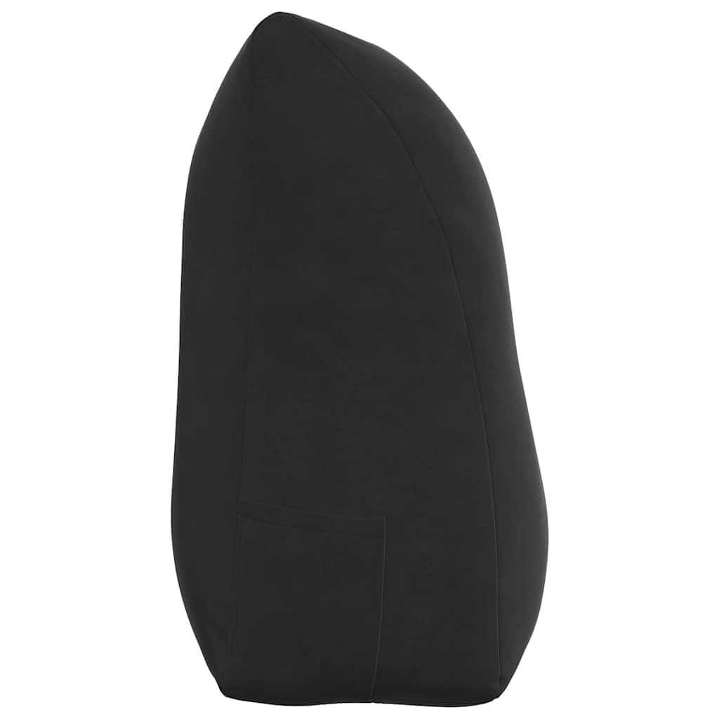 Samt Rückenkissen 100 x 24 x 50 cm Schwarz mit Polyesterfüllung, ergonomisches Kissen mit Seitentasche und abnehmbarem Bezug für Sofa, Bett und Büro