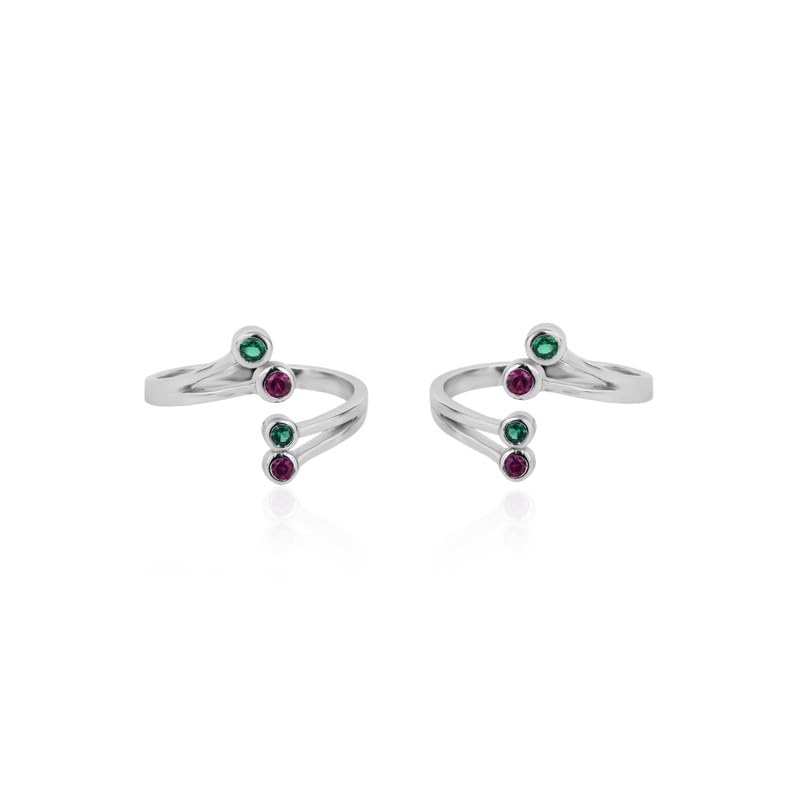 925 Silver Multi-Stone Open Toe Ring - Adjustable & Eye-Catching | Gift for Every Occassion | With Certificate of Authenticity and 925 Stamp | 6 Month Warranty-image-22