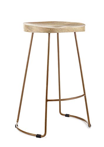 North interiors Vintage designer kitchen pub bar stool 70cm High White Black Copper (Gold Frame)