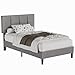 VECELO Twin Size Bed Frame with Upholstered Headboard, Heavy-Duty Bedframe with Wooden Slats & Steel Framework, Easy Assembly, Dark Grey