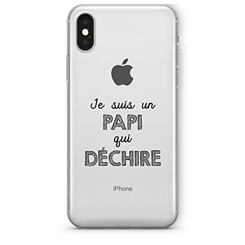 ZOKKO Case for iPhone XS Max Je suis Un Papi Qui Déchiire Transparent Soft Black Ink