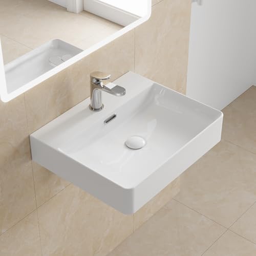 Lavabo de cerámica para baño HOROW de 50x42x14 cm rectangular blanco 2