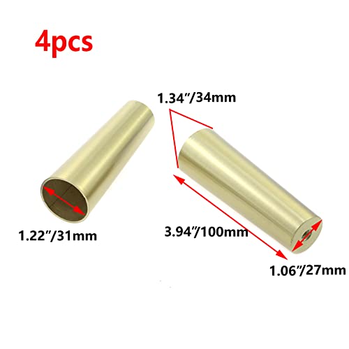Antrader 4 Piece Gold Leg Cover Caps For 1.22" Round Furniture Leg Covers, Zinc Alloy，100Mm/3.94" Height. #TOP1