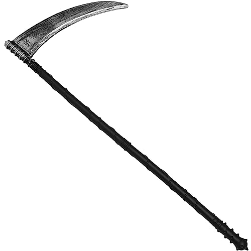 SEWACC Halloween Grim Reaper Scythe Prop Plastic Removable Faux Scythe Prop Grim Reaper Costume Accessory for Cosplay Party Dress up Silver
