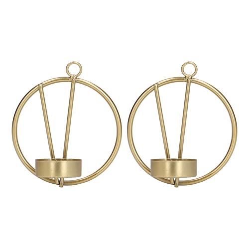 Wnvivi 2Pcs Metal Wall Sconces,Golden Round Wall Hanging Candle Holder,Modern Minimalist Hanging Tealight Holder for Home Kitchen