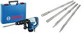 Bosch Professional GSH 5 Marteau à percussion SDS max. 7,5 J 1100 W avec burin pointu et mallette à outils + Bosch Accessories 2607017368 - Set SDS-MAX: 2 punteros, 2 cincel.autoafilab, Argent - 1