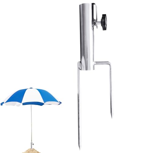 Erdspieß Sonnenschirm, Schirmständer Strand Metall, Rasendorn für Sonnenschirm, Sonnenschirmständer mit Rasendorn, Sonnenschirmhalter Strand für Angeln, Garten, Strand, Rasen
