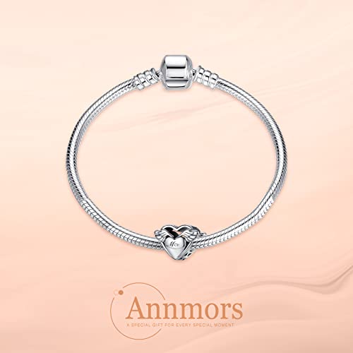 Annmors & Angel Mom Charm For Europe Bracelet 925 Sterling Silver Love Bead With Cubic Zirconioa Birthday Anniversary Jewelry Gifts For Women Girls Mom Wife #TOP1