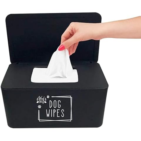 Moorfowl Woof Woof Dog Wipes Dispenser,Upgarde Size(8.2L x 4.9W x 3.9H inches),Grooming Butt Wipes Container Holder for Dog Paw Cover
