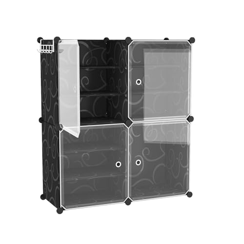 Image of Strassis Design Plastic Shoe Rack for Home with Door, 4 Door 12 Shelf | DIY Shoe Stand Organizer Cabinet for 24 Pairs Storage | Portable Slipper & Chappal Stand