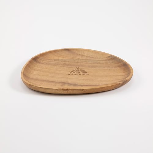 &MARKHOR 木製 プレート 26cm 変形 ワンプレート アウトドア