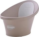 Shnuggle Newborn Baby Bath | Built in Support Bump and Soft Backrest | Suitable from Newborn | Bath Seat Support Includes Plug | Taupe