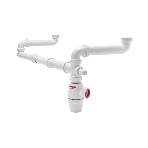 Wirquin 30723889 Vidage pour lavabo tubulure de raccordement avec siphon, blanc