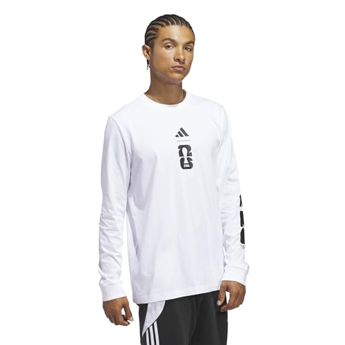 adidas Men's World Cup 26 Official Match Ball Graphic Long Sleeve T-Shirt, White, Medium β image 2