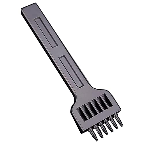 革穴パンチ 列パンチ 1mm レース糸通しステッチ用穴 4mm 6枚爪, 黒, 4mm 6プロング