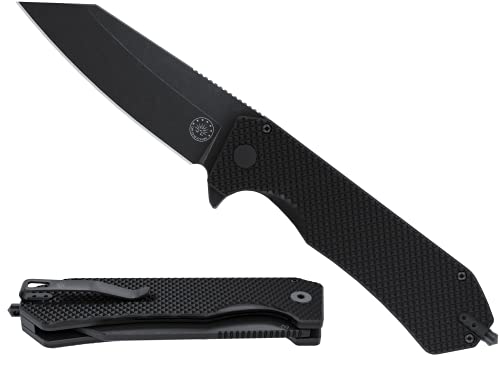 Off-Grid Knives - Enforcer Xl Folding Knife W. 154Cm Blade Steel, Tungsten Carbide Tip, Ceramic Bearings, Grippy G10, Oversized Handle, Deep Pocket Carry, Left & Right Hand #TOP27