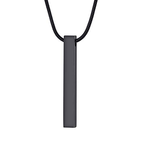 Moo&Lee Couples Necklace Silver And Black Stainless Steel Bar Pendant Chain For Men And Women, Unisex #TOP4