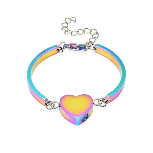 Bracelet de crémation en acier inoxydable doré avec urne cœur commémorative