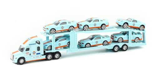 Image of Diecast Truck Toy Car Model Removable Transport Container Lorry Vehicle with Light Pull Back Toy Boys (Blue-TRP Truck)