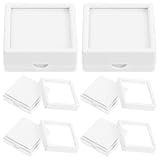 LALADEFIEE Caja de Exhibición para Gemas Blanca 12 Unidades 5X5X25 CM con Tapa de Vidrio Transparente y Esponja Interior para Joyas Pequeñas Anillos y Colecciones Adecuado para Exposición