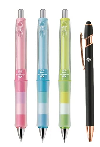 Pilot Japan Mechanical Pencil Dr. Grip Cl Play Border Assorted Color Body 3 Packs With Kanji Love Sticker, Floral Pink, Aqua Blue, Glass Green, 0.55 X 5.59 X 0.55 In (Hdgcl50R) #TOP26