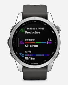 Garmin Fenix 7S, Smaller Sized Adventure smartwatch, Rugged Outdoor Watch with GPS, Touchscreen, Health and Wellness Features, Silver with Graphite Band — photo 5 of 5