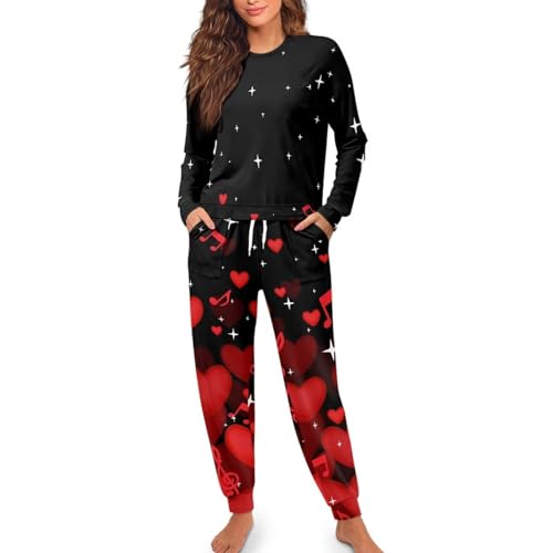 Image of Women's Pajamas Set Soft 2 Piece Loungewear Long Sleeve Pj Set Matching Sleepwear with Pockets for Women Plus Size