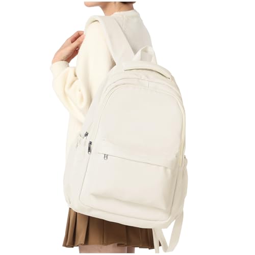 WEPLAN Mochilas Escolares Adolescentes Mochila Escolar Adolescente Chica Mochila Instituto Mochilas Universitarias Mujer Mochilas Tipo Casual Colegio Mochila Portatil 14 Pulgadas Impermeable,Beige