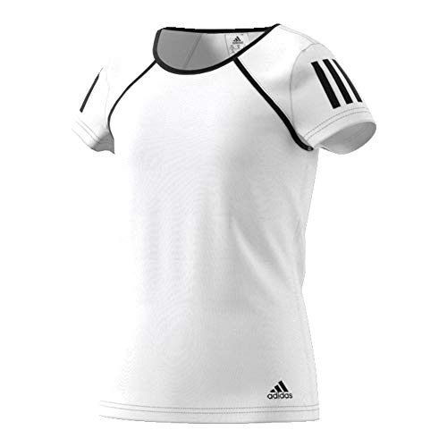adidas Girls Tennis Club Tee, White/Black, Medium