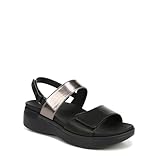 Vionic Fay Women's Platform Orthotic Adjustable Sandals Black Pewter Synthetic 7 M