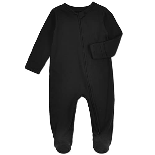 Image of Aablexema Organic Cotton Baby Footie Pajamas with Mittens Newborn Soft Zip Sleeper