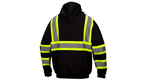 Pyramex Safety Rszh34 Series Enhanced Visibility Black Sweatshirt Ansi Type 0 Class 1 With Reflective Contrasting Tape, 2X Large -Rszh3411X2 #TOP1