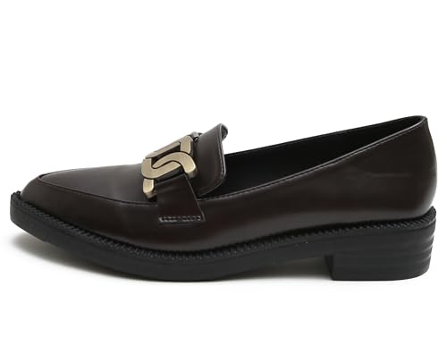 Image of Classic Women's Chunky Loafers Platform Comfortable Slip-On Dressy Business Casual Shoes with Metal
