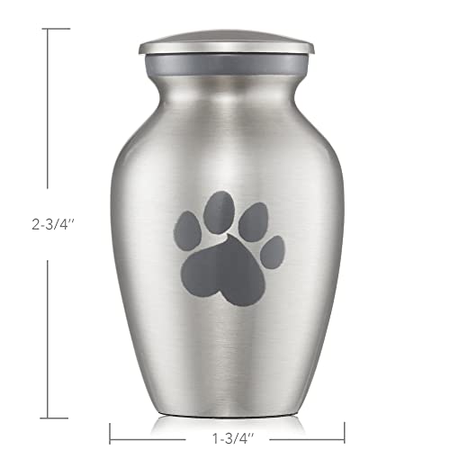 Reminded Pet Cremation Urns for Dog and Cat Ashes Memorial Paw Print Urn  Extra Small Keepsake Silver  Cucciolini Doodles Reminded pet cremation urns for dog and cat ashes memorial paw print urn  extra small keepsake silver   cucciolini doodles