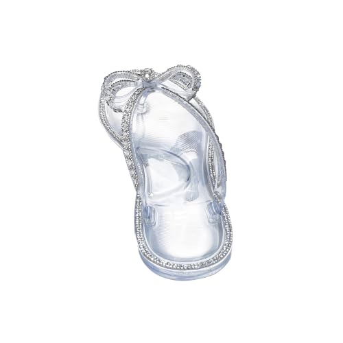 Image of Womens Flat Sandals Jelly Flip Flops Crystals Rhinestones Bow Knot Glitter Sandals