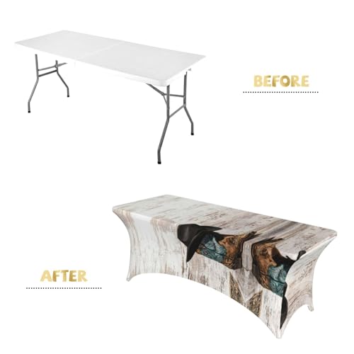 Nappe extensible élasthanne 1,8 m pour table pliante buffet thème cowboy