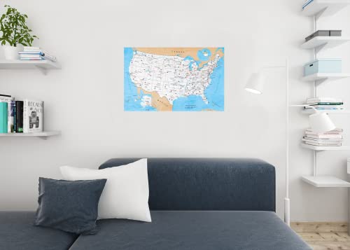 Pyramid America Map Of United States Usa Roads Highways Interstate System Travel Decorative Classroom Cool Wall Decor Art Print Poster 36X24 #TOP3