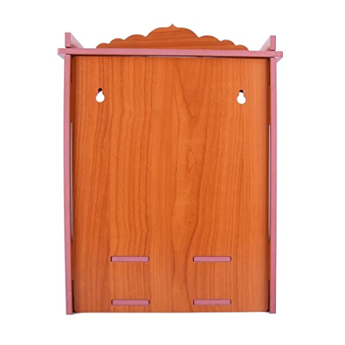 MDF Wooden Door Temple for Home Pooja | Decorative Mandir with Doors | Compact Wooden Temple for Office & House Decor (391)