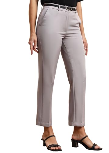 Image of FRAULEIN Women Formal Trousers | Slim Fit Office Pants | Ankle Length Work Pants | Business Casual Corporate Wear
