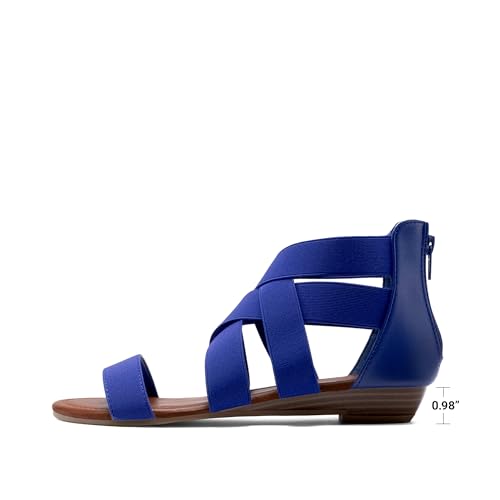 Image of DREAM PAIRS Women's Elastic Ankle Strap Sandals Gladiator Strappy Low Wedges Sandals