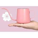 SIPLIV 250 ml wąska wylewka dzbanek do kawy czajnik do kapiącej kawy, stal nierdzewna trwały powlekany teflonem wiszące ucho dzbanek do kawy dzbanek do herbaty, różowy