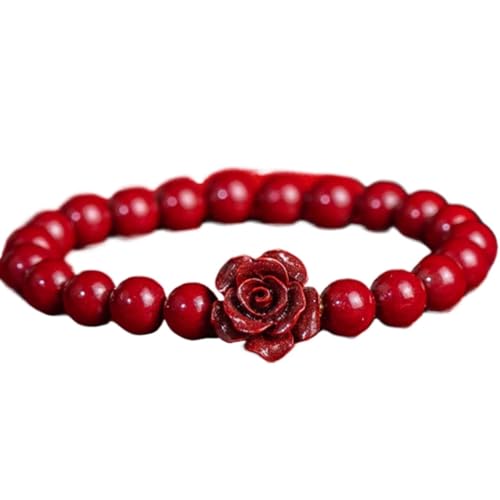 Bracelet en perles de jade et rose sculptée | Cadeau porte-bonheur unique