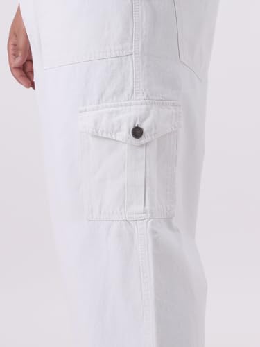 Image of Urbano Plus Men Mid Rise Loose Baggy Fit Cargo Jeans with 6 Pockets Non-Stretchable