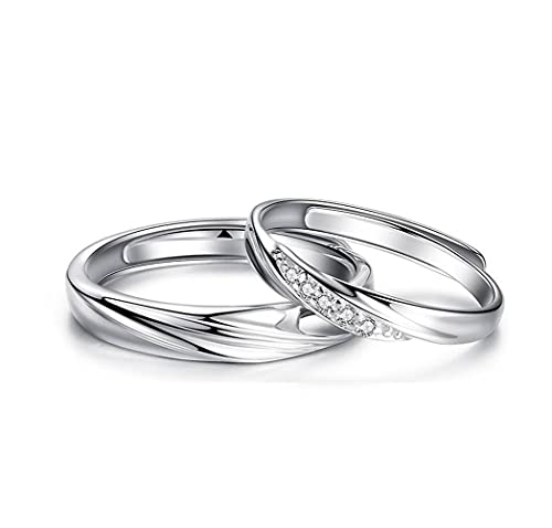 Bague en argent S925 réglable contre les erreurs de taille de doigt pour couple