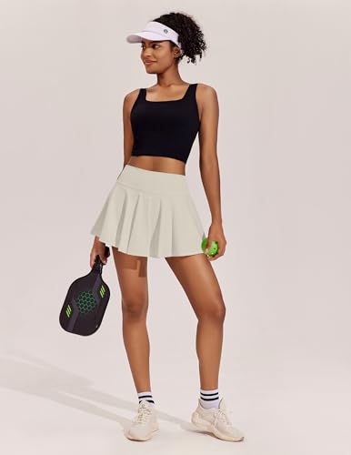 Image of PINSPARK Womens Tennis Skirt Pleated Athletic Skirts with Pockets Shorts High Waisted Golf Skort for Workout Pickleball