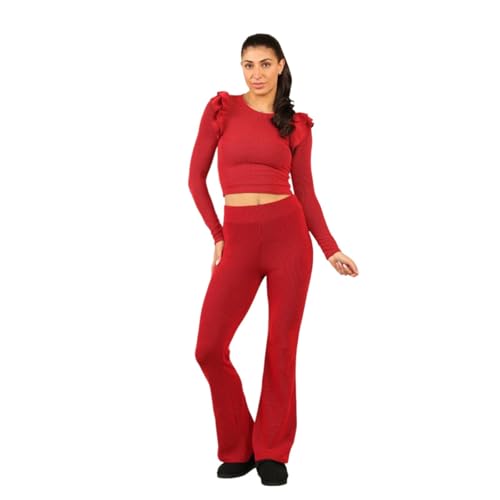 Tenue de détente pour femme en maille côtelée pour stopper l'inconfort à la maison