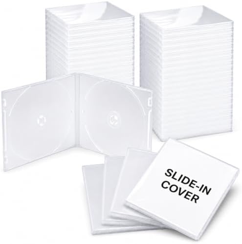 Sabary Clear 25 Pack 10.4mm Standard Double Cd Jewel Case Plastic...